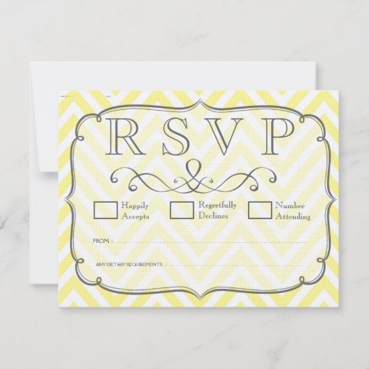  gele en witte Chevron Wedding RSVP-kaarten RSVP Kaartje (Voorkant)