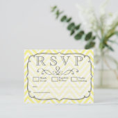  gele en witte Chevron Wedding RSVP-kaarten RSVP Kaartje (Staand voorkant)