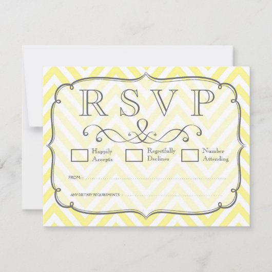  gele en witte Chevron Wedding RSVP-kaarten RSVP Kaartje (Voorkant)
