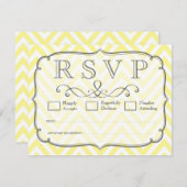  gele en witte Chevron Wedding RSVP-kaarten RSVP Kaartje (Voorkant / Achterkant)