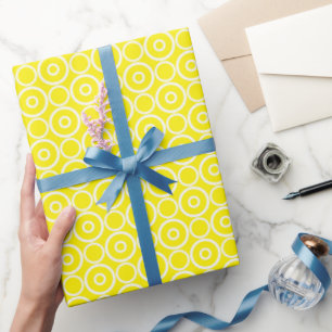 Gele en witte cirkels cadeaupapier