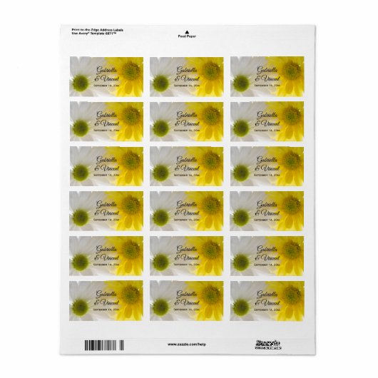 Gele en witte dadels die Labels voor het huwelijk (Full Sheet)