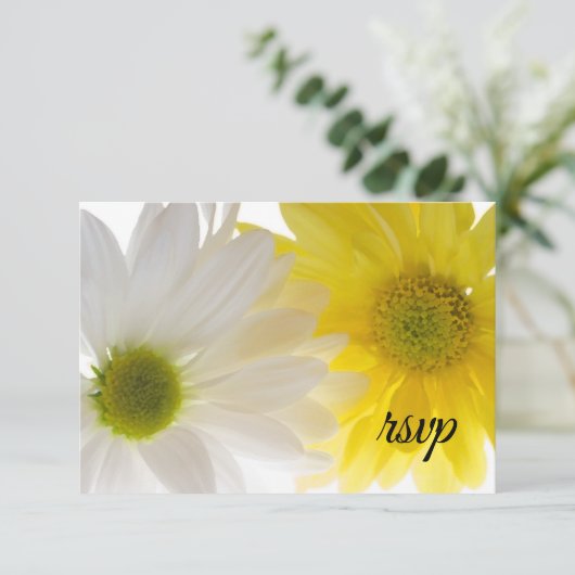 Gele en witte dagen RSVP Kaartje (Staand voorkant)