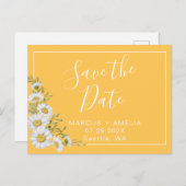  Gele en Witte Dagen sparen de Datum Aankondigingskaart (Voorkant / Achterkant)