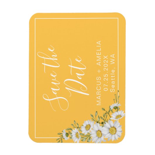  gele en witte dagen sparen de Datum Magneet (Verticaal)