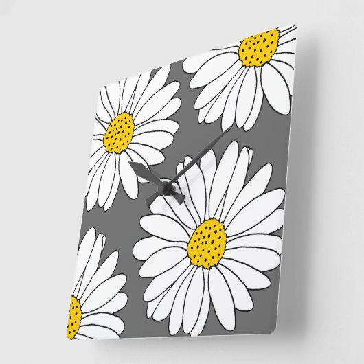 Gele en witte dagen vierkante klok (Hoek)