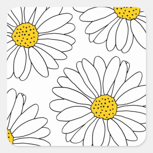 Gele en witte dagen vierkante sticker (Voorkant)