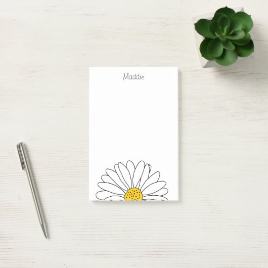 Gele en Witte Daisy Post-it Notes (Kantoor)