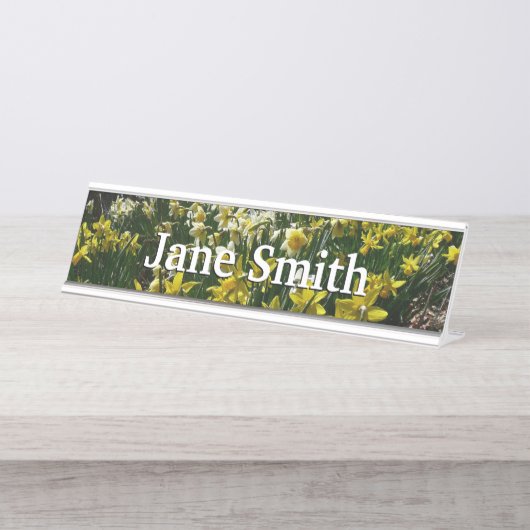 Gele en witte deffodils Spring Flowers Bureau Naambordje (Voorkant)