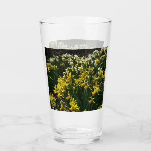 Gele en witte deffodils Spring Flowers Glas (Achterkant)
