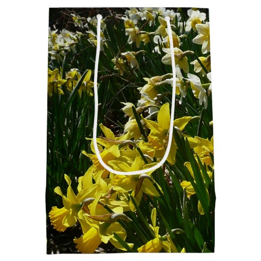 Gele en witte deffodils Spring Flowers Medium Cadeauzakje (Achterkant)