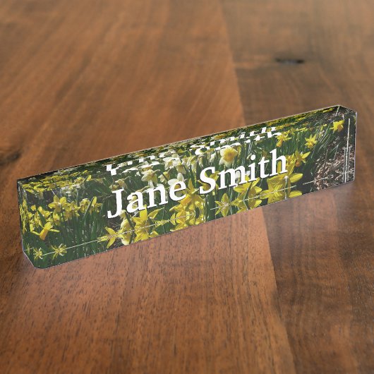 Gele en witte deffodils Spring Flowers Naambordje (Zijkant)