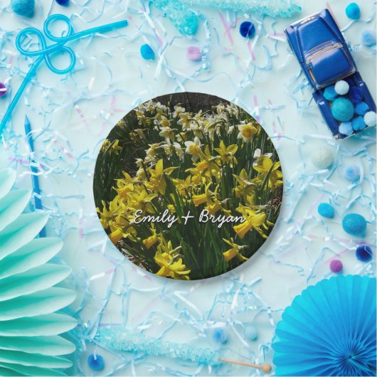 Gele en witte deffodils Spring Flowers Papieren Bordje (Feest)