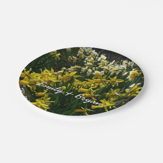 Gele en witte deffodils Spring Flowers Papieren Bordje (Gekanteld)
