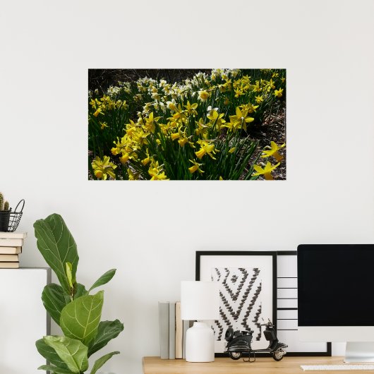 Gele en witte deffodils Spring Flowers Poster (Thuiskantoor)