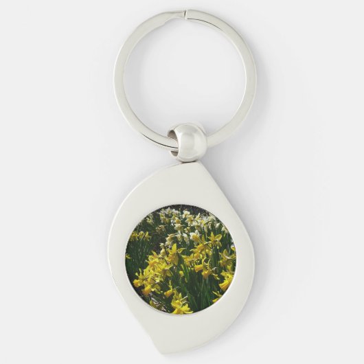 Gele en witte deffodils Spring Flowers Sleutelhanger (Voorkant)