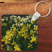 Gele en witte deffodils Spring Flowers Sleutelhanger (Achterkant)