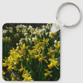 Gele en witte deffodils Spring Flowers Sleutelhanger (Achterkant)
