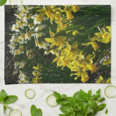 Gele en witte deffodils Spring Flowers Theedoek (Gevouwen)
