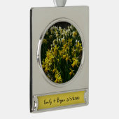 Gele en witte deffodils Spring Flowers Verzilverd Banner Ornament (Rechts)