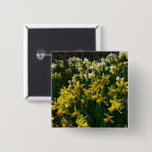 Gele en witte deffodils Spring Flowers Vierkante Button 5,1 Cm (Voorkant /achterkant)