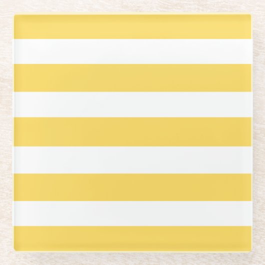 Gele en witte dekletjes glazen onderzetter (Voorkant)