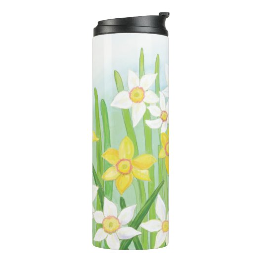 Gele en witte deviezen in de lente thermosbeker (Gedraaid links)