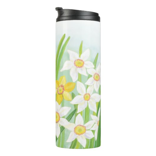 Gele en witte deviezen in de lente thermosbeker (Geroteerd rechts)