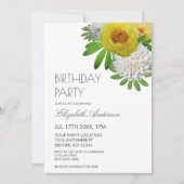 Gele en witte Floral Birthday Party Kaart (Voorkant)