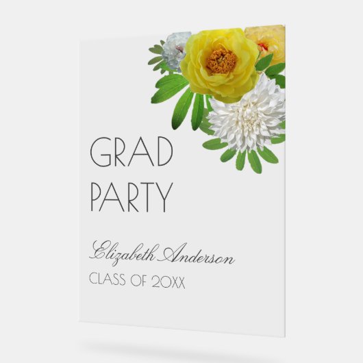 Gele en witte Floral Gradual Partij Acryl Bord (Hoek)