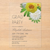 Gele en witte Floral Gradual Partij Acryl Uitnodigingen (Voorkant)