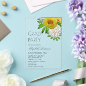 Gele en witte Floral Gradual Partij Acryl Uitnodigingen (Insitu (Huwelijk))