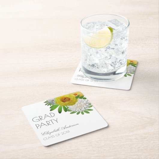 Gele en witte Floral Gradual Partij Kartonnen Onderzetters (Insitu)