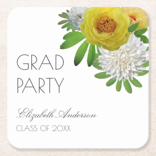 Gele en witte Floral Gradual Partij Kartonnen Onderzetters (Voorkant)