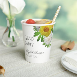 Gele en witte Floral Gradual Partij Papieren Bekers