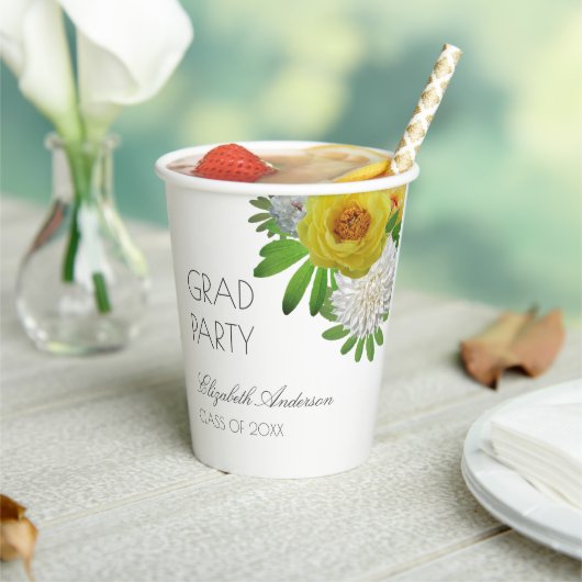 Gele en witte Floral Gradual Partij Papieren Bekers (Insitu)