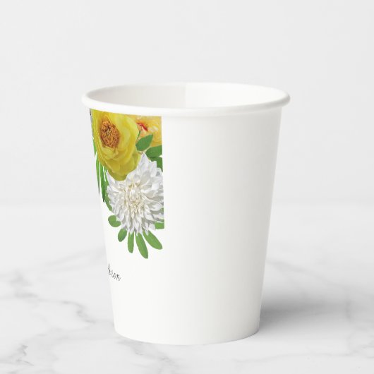 Gele en witte Floral Gradual Partij Papieren Bekers (Links)