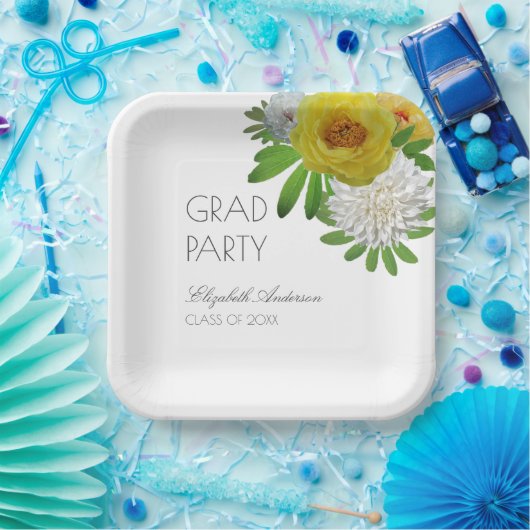 Gele en witte Floral Gradual Partij Papieren Bordje (Feest)