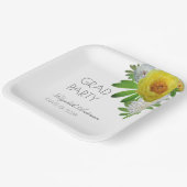 Gele en witte Floral Gradual Partij Papieren Bordje (Gebogen)