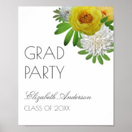 Gele en witte Floral Gradual Partij Poster