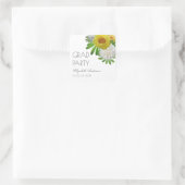 Gele en witte Floral Gradual Partij Vierkante Sticker (Tas)