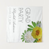 Gele en witte Floral Gradual Partij Wandkleed (Voorkant (horizontaal))