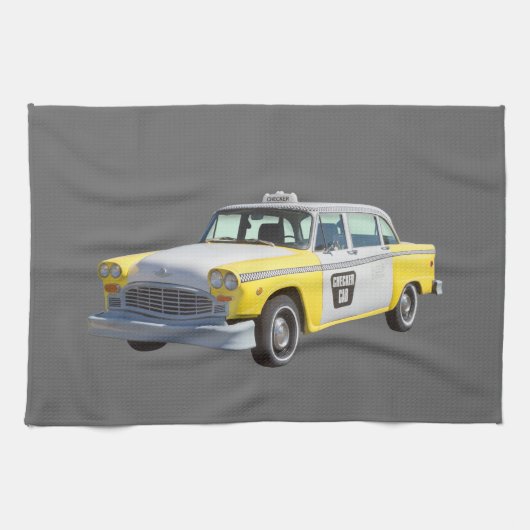 Gele en witte Gecontroleerde Taxi Cab Theedoek (Horizontaal)