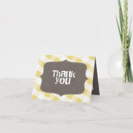 Gele en witte gingham canvas bedankkaartjes bedankkaart