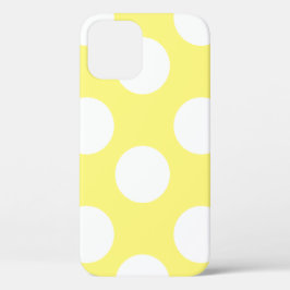 Gele en witte grote poka-hondentas iPhone 12 hoesje