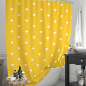 Gele en witte harten douchegordijn