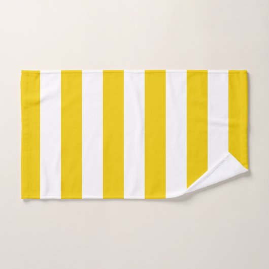 Gele en witte horizontale strepen bad handdoek (Handdoek)