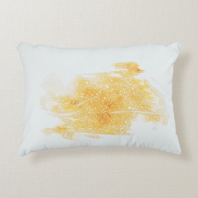 Gele en witte illustratie accent kussen (Voorkant)