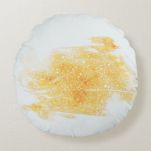 Gele en witte illustratie rond kussen