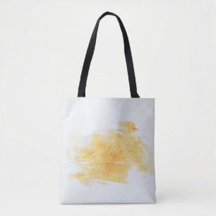 Gele en witte illustratie tote bag